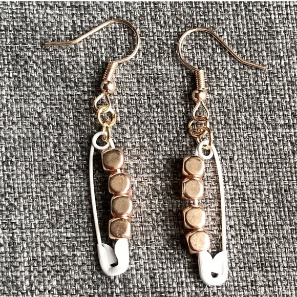 Gold Clay Flower Dangle Earrings - Picture 4 of 4